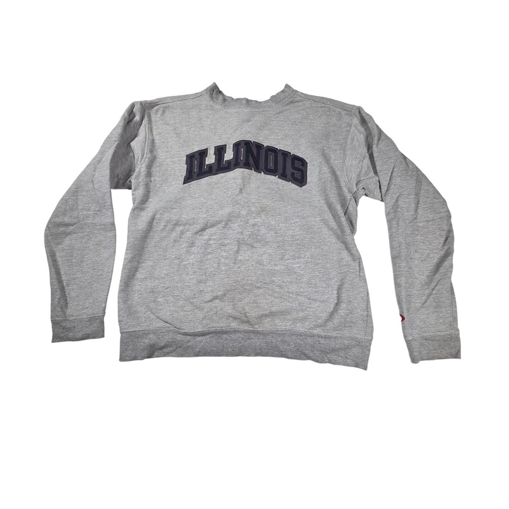 Pro Player Illinois Fighting Illini Sweatshirt Mens Medium Gray Crewneck Fleece